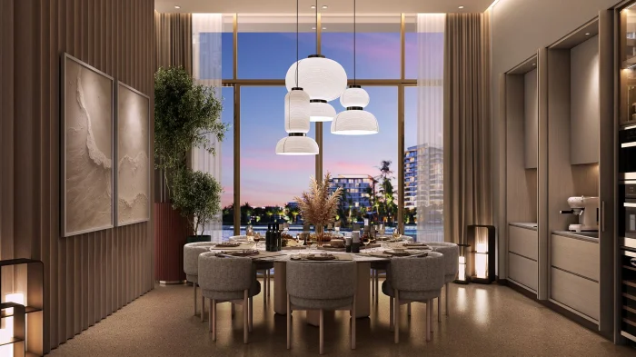 a wooden walkway leading to a row of huts on stilts